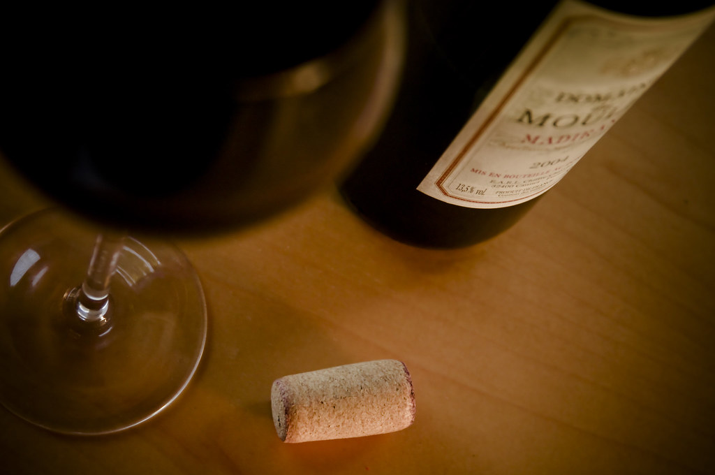 Bottle of Red Wine + Glass + Cork